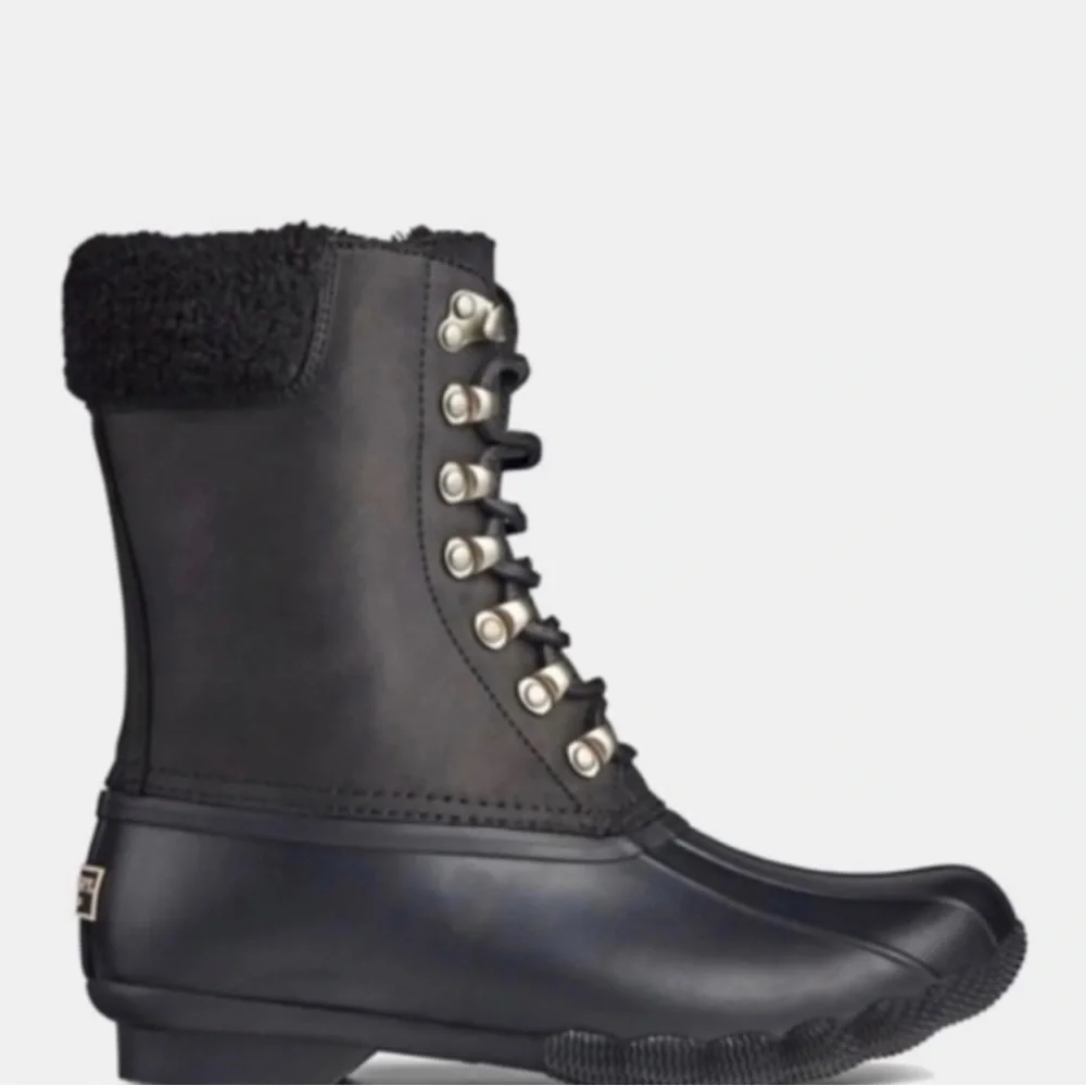 NEW Sperry Black Saltwater Boots Size 8 US $160